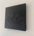 Mount Cook. Aoraki. mini, all black, textured painting. modern painting. 